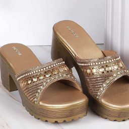 Mochi Women Embellished Block Sandals-14