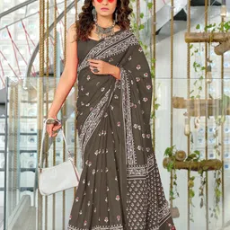 DIVASTRI Premium Mulmul Cotton 1-Minute Saree with Block Print Blouse-picture-36