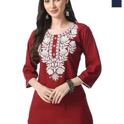 Aura Glam Floral Embellished Chikankari Chikankari Kurti-picture-22