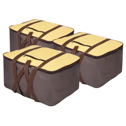 Kuber Industries Yellow & Brown 3 Pieces Water Resistant Multi-Utility Organisers-14