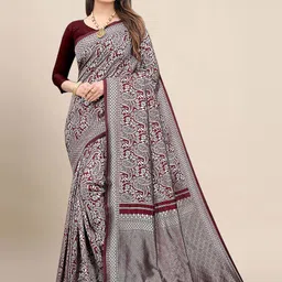 AMRUTKALA SAREES Ethnic Motifs Woven Design Zari Banarasi Saree-image-79