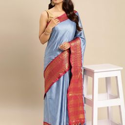 KALINI Blue Silk Cotton Woven Design Sarees-picture-19