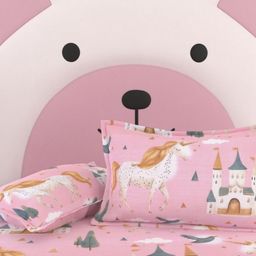 Pure Decor Kids Pink & Brown Graphic Cotton 250 TC Double Queen Bedsheet Set-2.28m X 2.54m-image-85