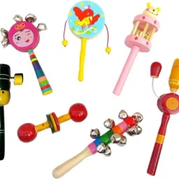 Colourfull and Tradtional Wooden Rattles for Born Babys (pack of 7) Rattle-30