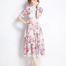 JC Collection Women Floral Print Fit & Flare Midi Dress-image-99