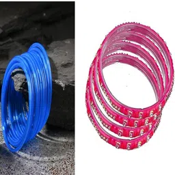 1ST TIME Set Of 16 Blue Alloy Artificial Stones & Beads Bangles-picture-34