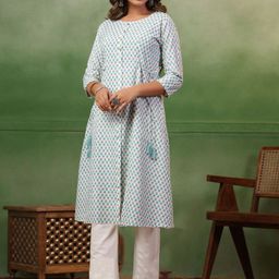 Span Women Floral Printed Regular Kurta with Trousers-image-54