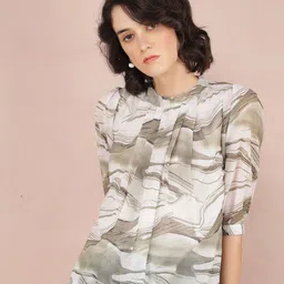 Crimsoune Club Women Abstract Printed Round Neck Top-image-46