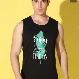 WOOSTRO Pack Of 2 Printed Super Combed Cotton Gym Vests VWS26(ENJOY BLACK)(BKLN OLIVE)-picture-52