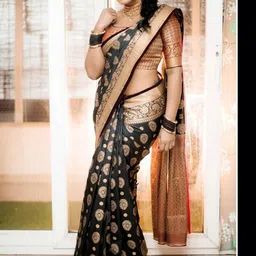 RUNAYA NX Floral Zari Pure Silk Banarasi Saree-picture-40