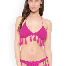 ZERJAMA Self Design Cotton Crochet Swim Bikini Set-image-84