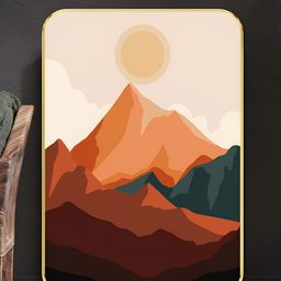Myntra Elegant Homes White & Orange Wooden Sunlit Mountain Peak Wall Art-image-68