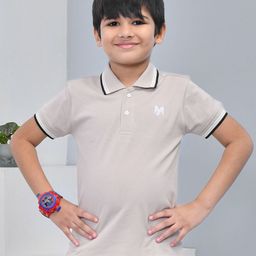 YOUMAA Boys Brand Logo Polo Collar Regular Fit Cotton T-shirt-picture-16