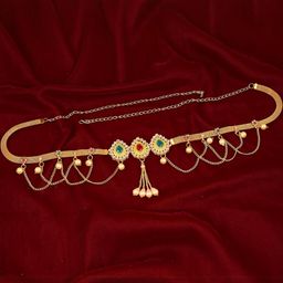 MEMOIR Goldplated Faux Emerald & Ruby with American Diamond Traditional Jewellery Set-image-63