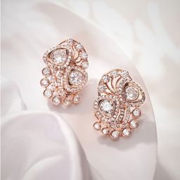 Priyaasi Rose Gold-Plated American Diamond Stone Studded Contemporary Studs-58