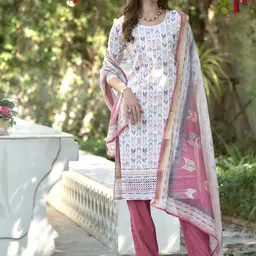 BE IN TEXO FAB Geometric Printed Chikankari Pure Cotton Kurta With Trousers & Dupatta-picture-56