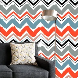 ArtzFolio Printed UV-Resistant Anti-Bacterial Abstract Minimalistic Zig Zag Peel & Stick Wallpaper-image-26