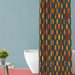 ArtzFolio Grey & Yellow Printed WaterproofShower Curtain-12