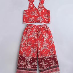 GORLYA Girls Printed Halter Neck Top With Palazzos-image-91