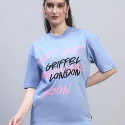 GRIFFEL Women Printed Oversized Ultralite T-shirt-image-93