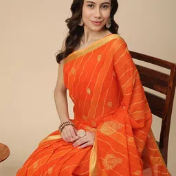 RATAN Leheriya Zari Pure Cotton Leheriya Saree-picture-21