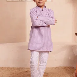 Stuffie Land Boys Striped Printed Cotton Kurta with Pyjama-69