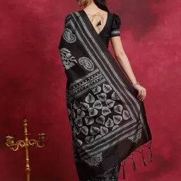 Anouk Rustic Ethnic Motifs Silk Blend Block Print Saree image 5