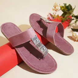TRYME Women Embellished Ethnic Open Toe Flats-84