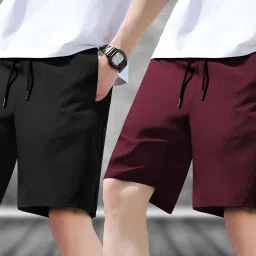 Pack of 2 Solid Men Maroon Casual Shorts-picture-10