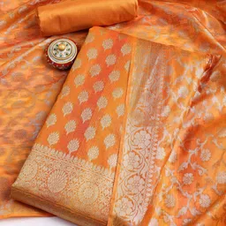 Meena Bazaar Floral Woven Design Art Silk Unstitched Dress Material-65