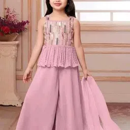 Tulsi Creation Girls Embroidered Sequinned Kurta & Palazzos With Dupatta-51