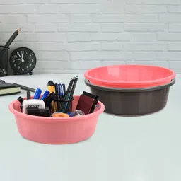 Kuber Industries Grey & Pink 3 Pieces Regular Desk Organisers-33