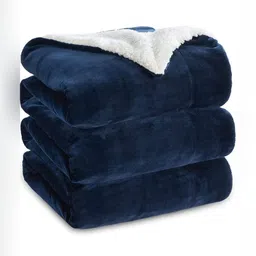 VAS COLLECTIONS Navy Blue & White Heavy Winter 500 GSM Double Bed Blanket-image-68