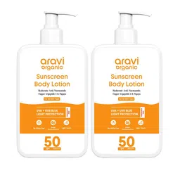 Aravi Organic Pack of 2 Oil-Free SPF 50 Sunscreen Body Lotion PA+++ For Sun Protection-picture-26