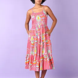 V-Mart Women Printed Shoulder Straps Midi Dresses-picture-28