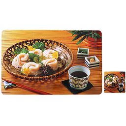 REVEXO 12Pc Yellow & Green Printed Non Slip Table Placemats With Coasters image 4