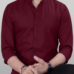 VeBNoR Men Standard Fit Solid Mandarin Collar Shirt-image-71