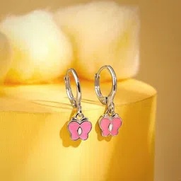 GIVA Kids 925 Silver Rhodium-Plated Butterfly Hoop Earrings-53