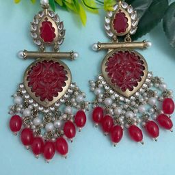 Anouk Gold Plated Artificial Beaded Drop Earrings-image-64