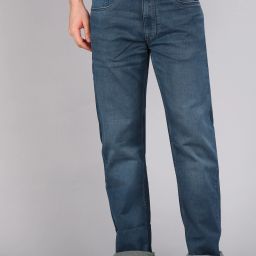 Men Regular Low Rise Dark Blue Jeans-image-2