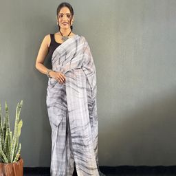 FLOURIOUS Striped Pure Chiffon Ready To Wear Saree-image-16