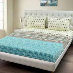 BREVARD Sea Green 180 TC Queen Bedsheet Set 1.82 m x 1.82 m-image-75