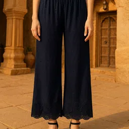 Miaz Lifestyle Women Ethnic Motifs Embroidered Knitted Ethnic Palazzos-image-99