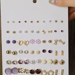 DressBerry Set Of 30 Gold-Plated Alloy Studs-picture-1