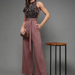 Miss ChaseWomen Sequined Halter Neck Fashion Jumpsuit-picture-27