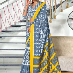 Panzora Geometric Printed Block Print Saree-16