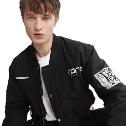 RARE RABBIT Men Bomber with Patchwork Jacket-34