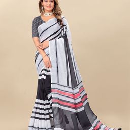 Anouk Striped Linen Blend Saree-picture-48