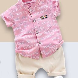 Woxaa Kids Printed Short Sleeves Shirt With Shorts-image-134