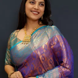 SILKWEAR Woven Design Zari Silk Cotton Kanjeevaram Saree-image-96